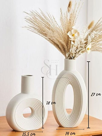2'li Dekoratif İskandinav Donut Vazo Set
