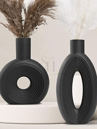 2'li Dekoratif İskandinav Donut Vazo Set
