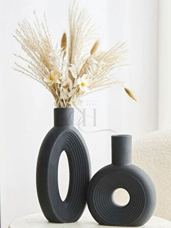 2'li Dekoratif İskandinav Donut Vazo Set