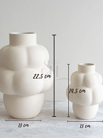 Dekoratif 2'li Bubble Vazo Set, Modern Tombul Çiçek Vazo