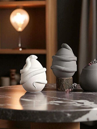 2'li Yılan Desenli Pinterest Mumluk, Bohem Tütsülük (İçi Boş)