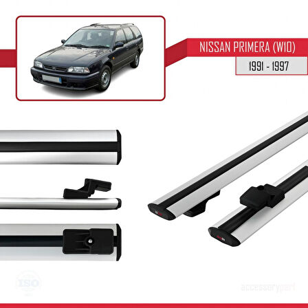 Nissan Primera (W10) Traveller 1991-1997 Arası ile Uyumlu BASIC Model Ara Atkı Tavan Barı Gri 2 Adet