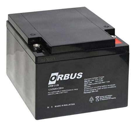 ORBUS ORB12-26 12V 26 AH KURU AKÜ (176 X 166 X 125MM) (8KG) (4593)