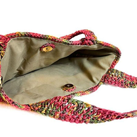Uretti - Şennur 3131 4462 El Yapımı Astarlı Renkli Kağıt İp Omuz Çantası / 29 cm x 32 cm