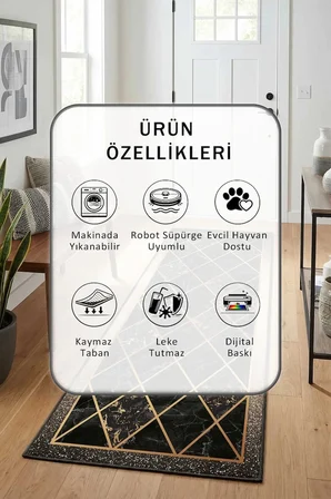Ehl-62 Dijital Baskılı Kaymaz Yıkanabilir Yolluk - Leke Tutmaz