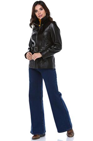 DERİCLUB K-827  Gerçek Deri Kadın Kaban