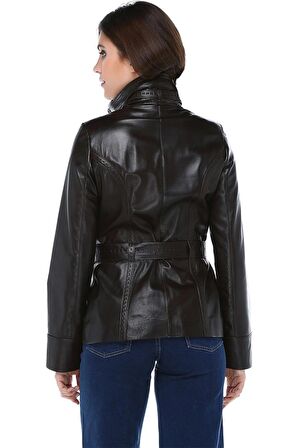 DERİCLUB K-827  Gerçek Deri Kadın Kaban