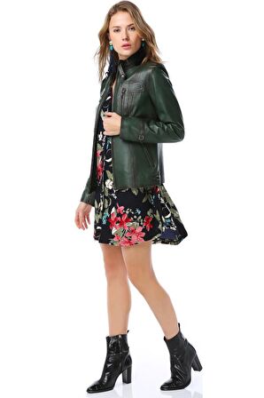 DERİCLUB YB2043 Gerçek Deri  Kadın Mont