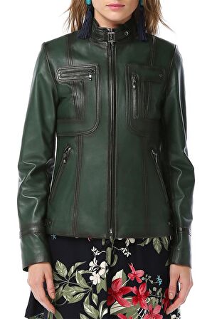 DERİCLUB YB2043 Gerçek Deri  Kadın Mont