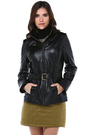 DERİCLUB K-827  Gerçek Deri Kadın Kaban