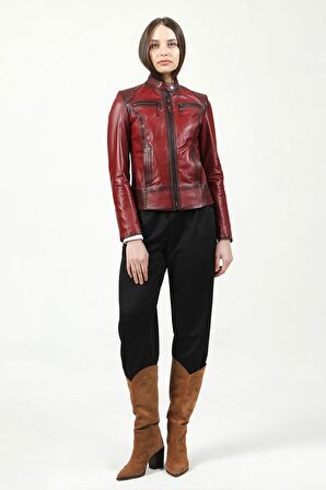 DERİCLUB YB2143 Gerçek Deri Kadın Mont