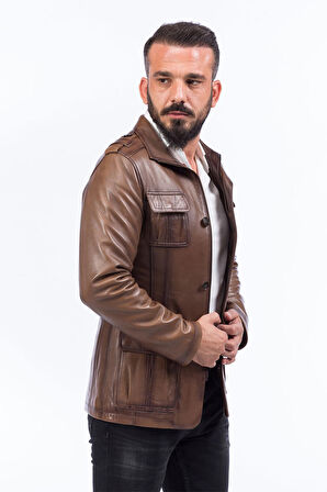 DERİCLUB E896  Gerçek Deri Erkek Kaban