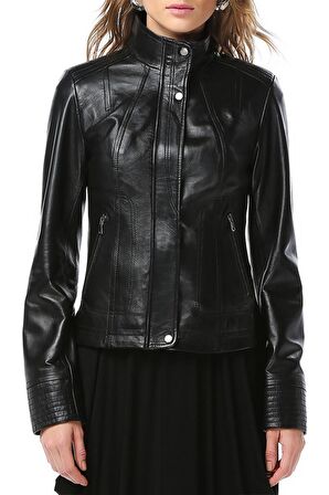 DERİCLUB YB2036 Gerçek Deri Kadın Mont