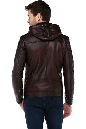 DERİCLUB E1055/K Kapüşonlu Gerçek Deri Erkek Mont
