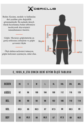 DERİCLUB E1055 Kapüşonlu Gerçek Deri Erkek Mont