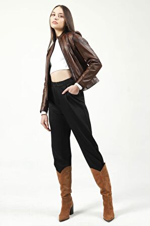 DERİCLUB YB2112 Gerçek Deri Kadın Mont