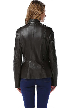 DERİCLUB YB2153 Gerçek Deri Kadın Mont