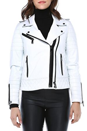 DERİCLUB YB2080 Gerçek Deri  Kadın Motorcu Mont