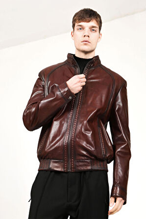 DERİCLUB E1093 VEJETAL Gerçek Deri Erkek Mont