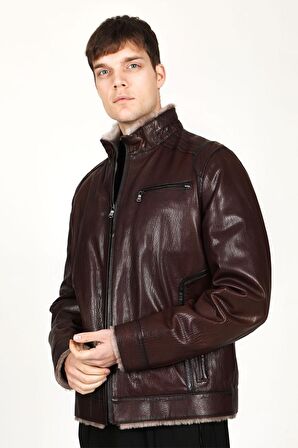 DERİCLUB E1044 JUMBO İçi Kürklü Gerçek Deri Erkek Kaban