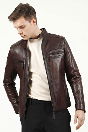 DERİCLUB E1004 JUMBO Gerçek Deri Erkek Mont