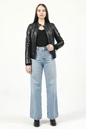 DERİCLUB YB2156 Gerçek Deri Kadın Mont