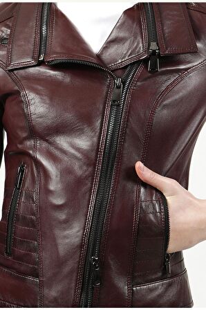 DERİCLUB YB2120 Gerçek Deri Kadın Mont