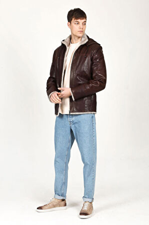 DERİCLUB SDX2028 JUMBO İçi Kürklü Gerçek Deri Erkek Kaban