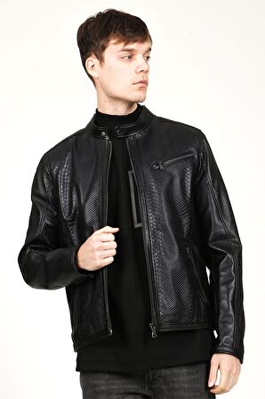 DERİCLUB BRG Model CROKO  Gerçek Deri Erkek Mont