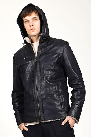 DERİCLUB SDX2028 JUMBO İçi Kürklü Gerçek Deri Erkek Kaban