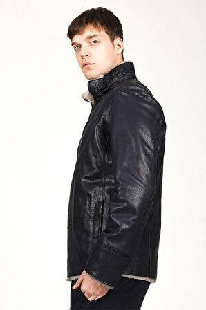 DERİCLUB SDX2028 JUMBO İçi Kürklü Gerçek Deri Erkek Kaban