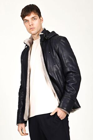 DERİCLUB SDX2028 JUMBO İçi Kürklü Gerçek Deri Erkek Kaban