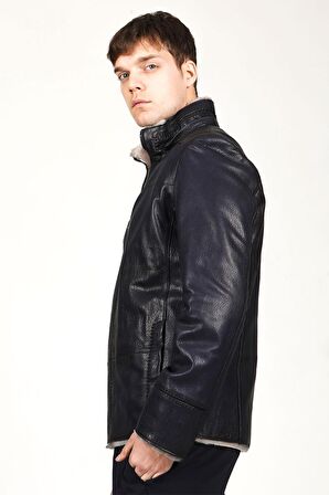 DERİCLUB SDX2028 JUMBO İçi Kürklü Gerçek Deri Erkek Kaban