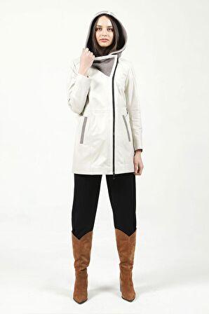 DERİCLUB YB2163 80 cm Boy Gerçek Deri Kadın Kaban