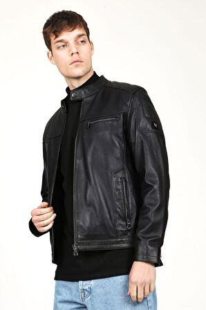 DERİCLUB TOPGUN Gerçek Deri Erkek Mont