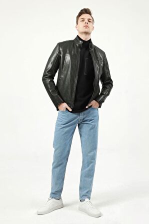 DERİCLUB E1097 JUMBO Gerçek Deri Erkek Mont