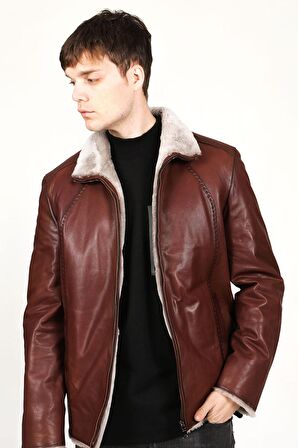 DERİCLUB E980 VEJETAL İçi Kürklü Gerçek Deri Erkek Kaban