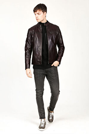 DERİCLUB TOPGUN Gerçek Deri Erkek Mont