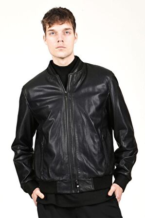 DERİCLUB  KOLEJ JUMBO Gerçek Deri Erkek Mont