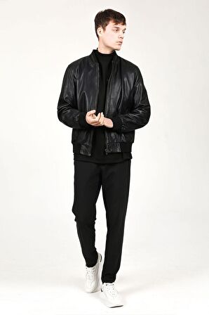 DERİCLUB  KOLEJ JUMBO Gerçek Deri Erkek Mont