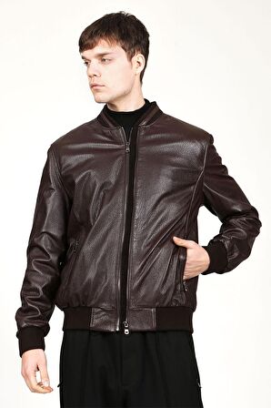 DERİCLUB  KOLEJ JUMBO Gerçek Deri Erkek Mont