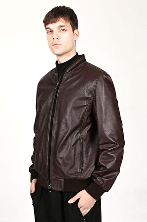 DERİCLUB  KOLEJ JUMBO Gerçek Deri Erkek Mont