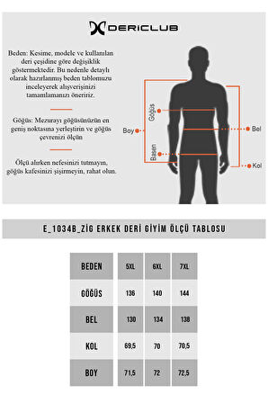 DERİCLUB E1034 Büyük Beden Gerçek Deri Erkek Mont