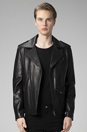 DERİCLUB E7501 JUMBO Hakiki Deri Motorcu Erkek Mont