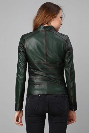 DERİCLUB YB2146 Büyük Beden Gerçek Deri Kadın Mont