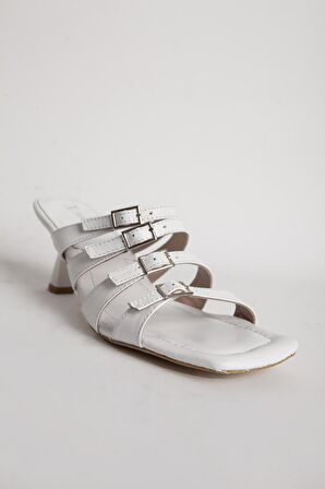 DERİCLUB 714 Hakiki Deri Kadın Topuklu Terlik