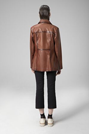 DERİCLUB WM035 Gerçek Deri Kadın Blazer