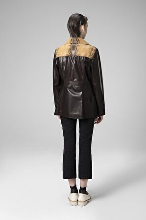 DERİCLUB WM043 VEJETAL Gerçek Deri Kadın Ceket