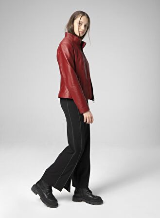 DERİCLUB WM008 Gerçek Deri Kadın Mont