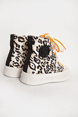 GUJA Kadın Günlük Kanvas Kumaş Yüksek Bilek Sneaker GJ 285/2 TURUNCU